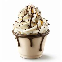 Decadent Ice Cream Dessert With Chocolate and Whipped Cream photo