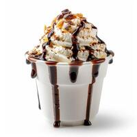 Cup Filled With Ice Cream and Chocolate Sauce photo