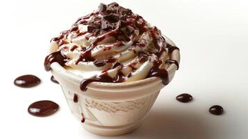 Decadent Ice Cream Sundae With Chocolate and Whipped Cream photo