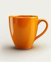 Yellow Coffee Cup on White Table photo