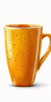 Yellow Speckled Coffee Cup on Table photo