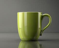 Green Coffee Cup on Table photo