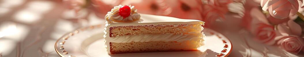 A Piece of Cake on a Plate on a Table photo