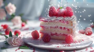 Delicious Cake With Raspberries photo