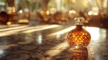 Glass Bottle on Table photo