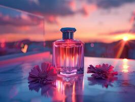 Perfume Bottle on Table photo
