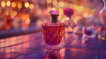 Elegant Perfume Bottle on Table photo