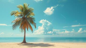 Palm Tree on Sandy Beach photo