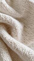 Close Up of White Knit Fabric photo