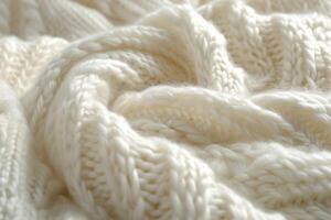 Close Up of a White Knitted Blanket photo