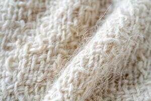 Close Up of White Yarn Texture photo