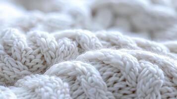 Close Up of a White Knitted Blanket photo