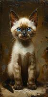 Siamese Kitten With Blue Eyes Painting photo