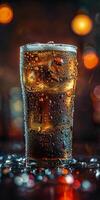 Close-Up of a Glass of Soda on a Table photo