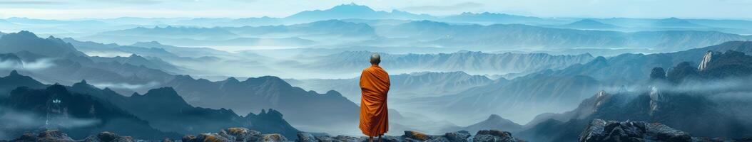 Person Standing on Top of a Mountain photo