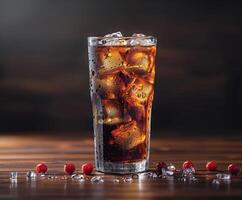 Refreshing Glass of Soda With Ice and Cranberries photo