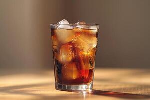 Glass of Ice Tea on Wooden Table photo