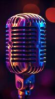 Close Up of Microphone With Blurry Background photo