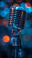 Vintage Microphone With Blurry Background photo