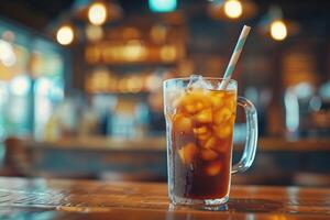 Glass of Ice Tea With a Straw photo