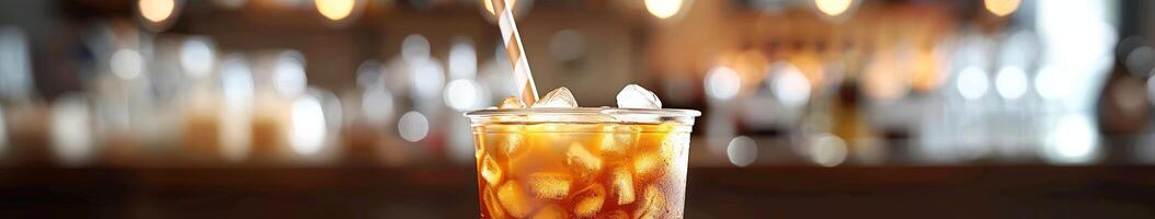 Tall Glass of Iced Tea With a Straw photo