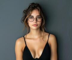 Woman Wearing Glasses and Black Bikini Top photo