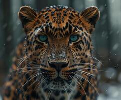 Close Up of Leopard With Blue Eyes photo