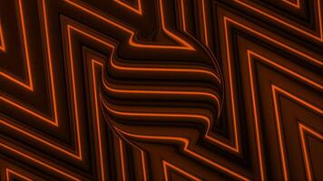 Abstract black and orange background with a sphere silhouette and zigzag pattern. Motion. Round shaped object with a mirror effect, seamless loop. video