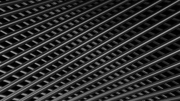 Background of 3d lines moving grid. Motion. Background with moving lines on black background. Diagonal grid of 3d lines or pipes video