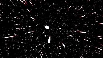 Slow-motion jump in outer space. Motion. Moving lines in cosmic stream on black background. Bright lines of space hyper-jump video