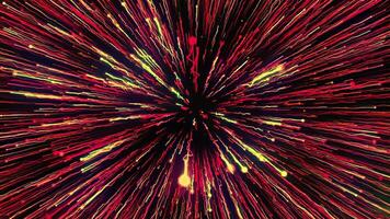 Colorful fireworks animation on a black background. Motion. Yellow and red exploding fireworks in the night sky. video
