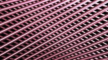 3d tube mesh on black background. Motion. Beautiful grid of diagonal 3d pipes. 3D lines or pipes move in grid. Background of diagonal pipes video