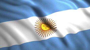 Animation with waving flag of country. Motion. Background with beautiful flag moving in wind. Waving 3d flag of Argentina video