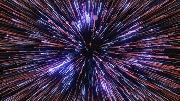 Abstract creative cosmic background, hyper jump into another galaxy. Motion. Speed of light, neon glowing rays in motion, seamless loop. video