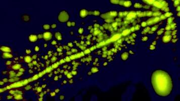 Animated 3D particles. abstract futuristic composition of many rows of green space dust. Motion. Amazing flowing space dust. video