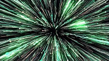 Bright abstraction.Motion. A dark background with long bright lines shimmering and moving in the 3d format and falling right into the center. video