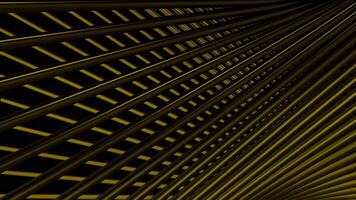 Crossed abstract golden metal 3D stripes flowing on a black background, seamless loop. Motion. Optical illusion with metal grid material. video