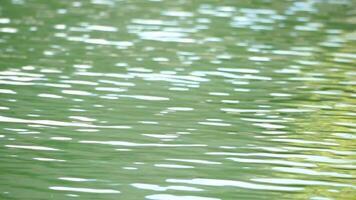 Ripples on water surface with the reflection of sky and clouds. clouds in blue sky reflect on lake, movement of wave on water surface, white fluffy clouds. Holiday, vacation and recreational concept. video