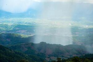 Nature Background lead to the Conceptual of Thai Idiom, Thai people use the fact that the rain does not fall thoroughly to speak metaphorically Life is not always fair. photo