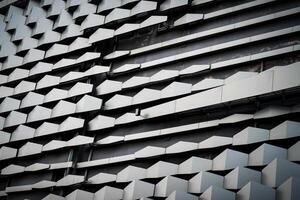 modern Aluminium composite material architecture gray color and Hexagon shape popup texture on exterior facade building. photo