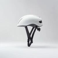 white bicycle helmet isolated on a white background photo