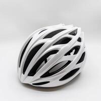white bicycle helmet isolated on a white background photo