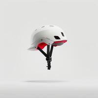 white bicycle helmet isolated on a white background photo