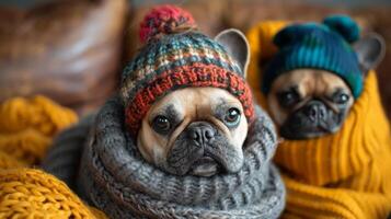 The super cute dog, Hea, is funny, dressed up and wearing glasses. photo