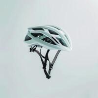 white bicycle helmet isolated on a white background photo