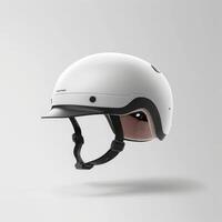 white bicycle helmet isolated on a white background photo