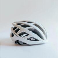 white bicycle helmet isolated on a white background photo