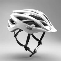 white bicycle helmet isolated on a white background photo