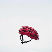 white bicycle helmet isolated on a white background photo