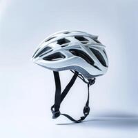 white bicycle helmet isolated on a white background photo